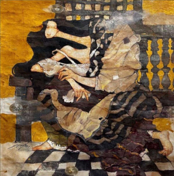 Gil Maningo - Meditating Carmela 48x48 QV 011 Meditating Carmela