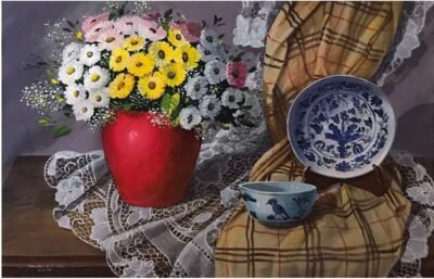 A Timeless Still Life with Lace and Color