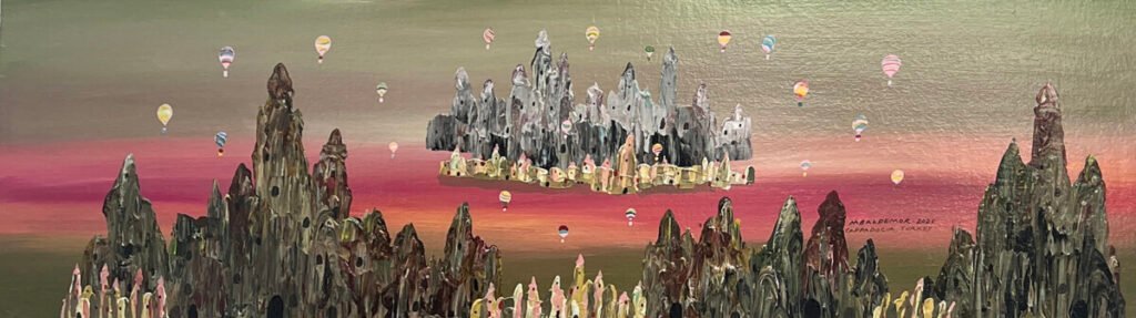 Colored Hot Air Balloon under Cappadocian Landscape